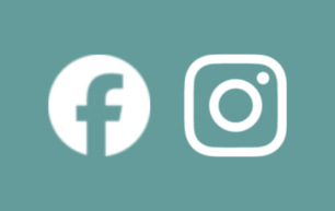 Logos von Facebook und Instagram in weiß auf türkisem Hintergrund